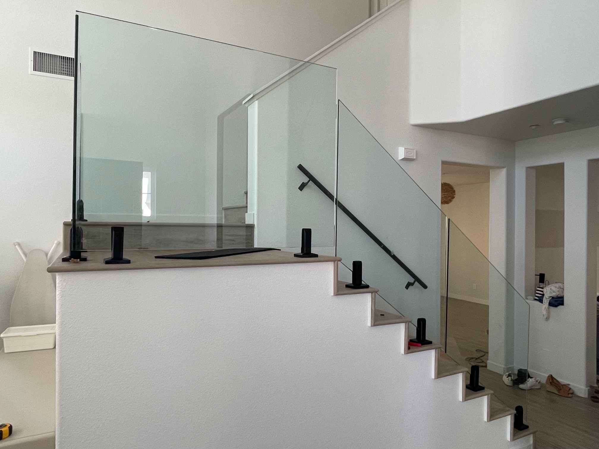 Custom glass railing installation
